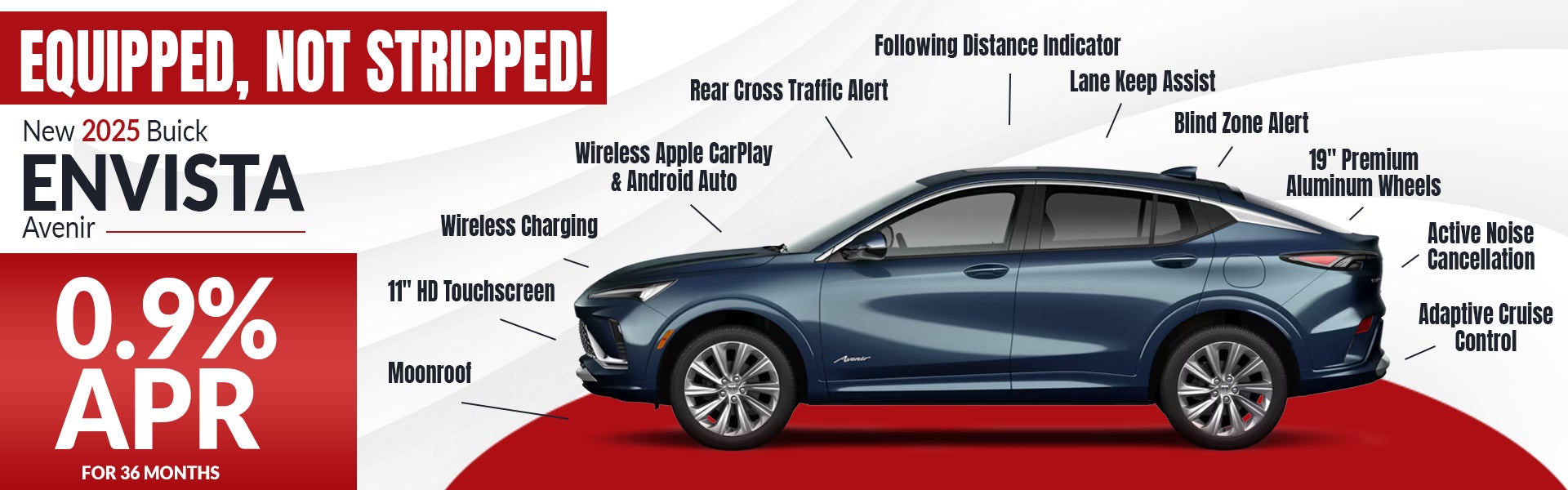 2025 Buick Envista Avenir features and 0.9% APR deal