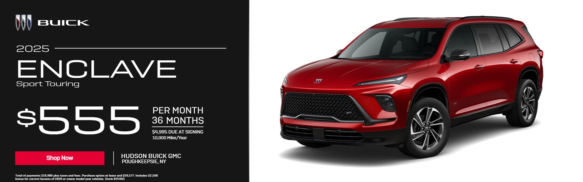 Buick Enclave lease $555/mo for 36 months