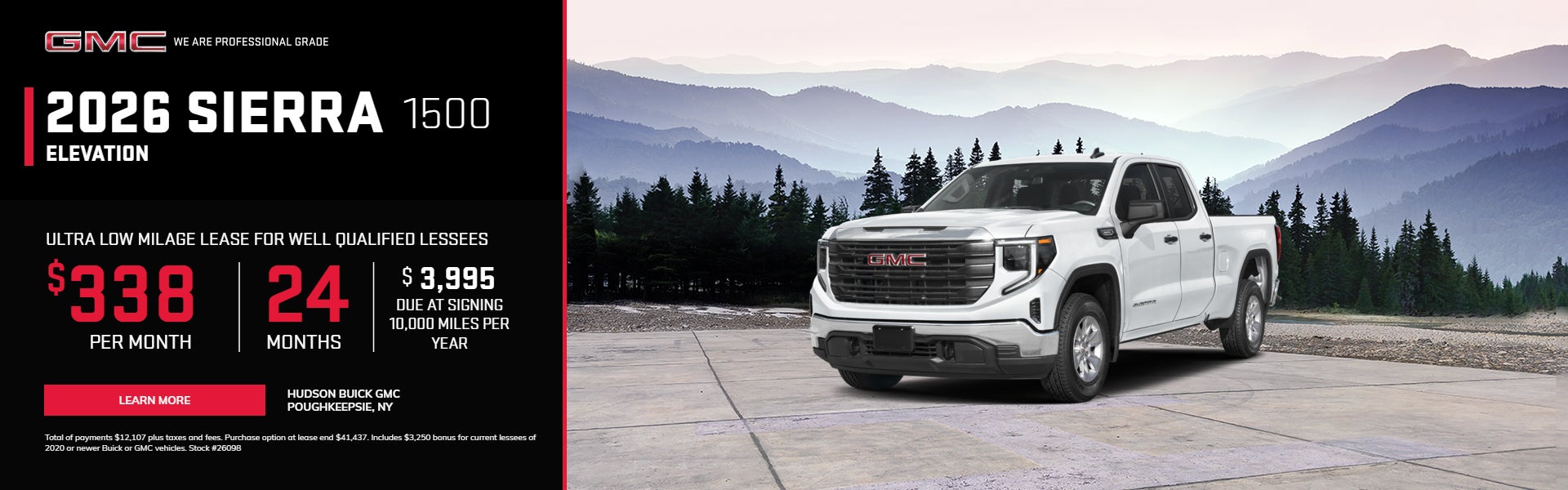 GMC Sierra lease $338/mo for 24 months