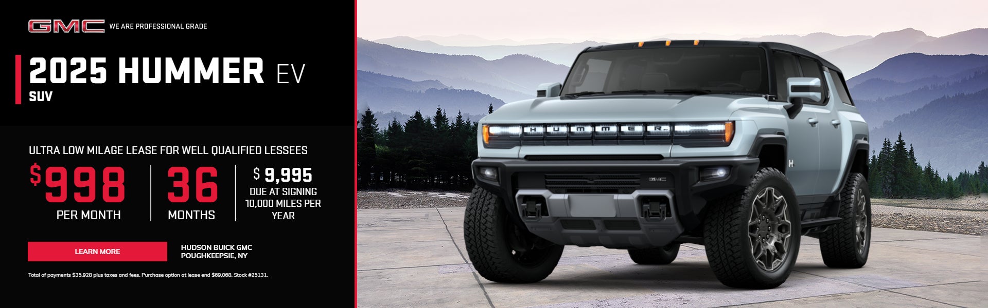 GMC Hummer EV lease $998/mo for 36 months