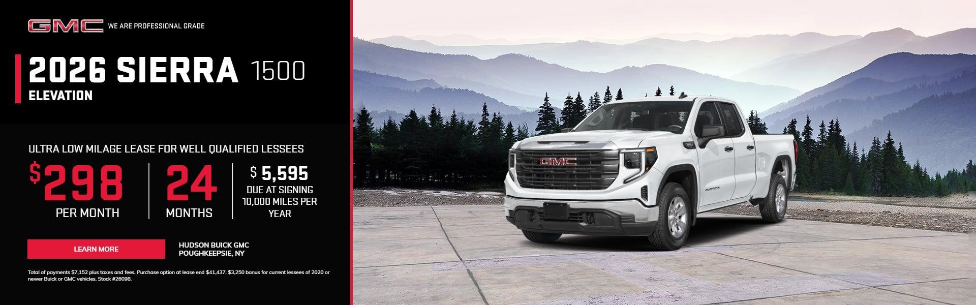 $298 a month for 24 months for a 2026 Sierra 1500