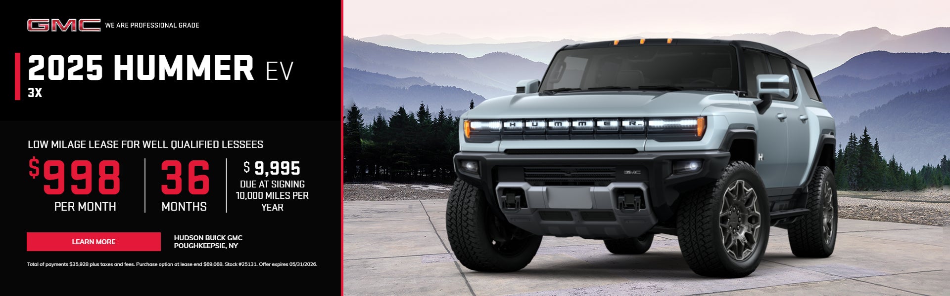 GMC Hummer EV lease $998/mo stock 25131