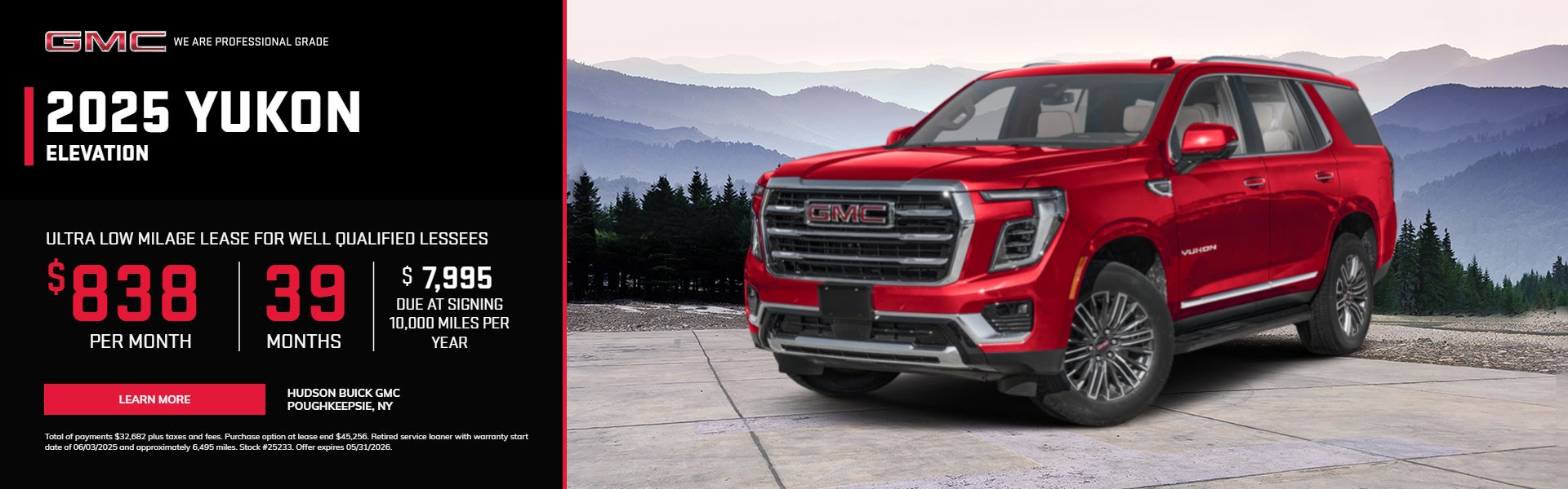 GMC Yukon lease $838/mo stock 25233